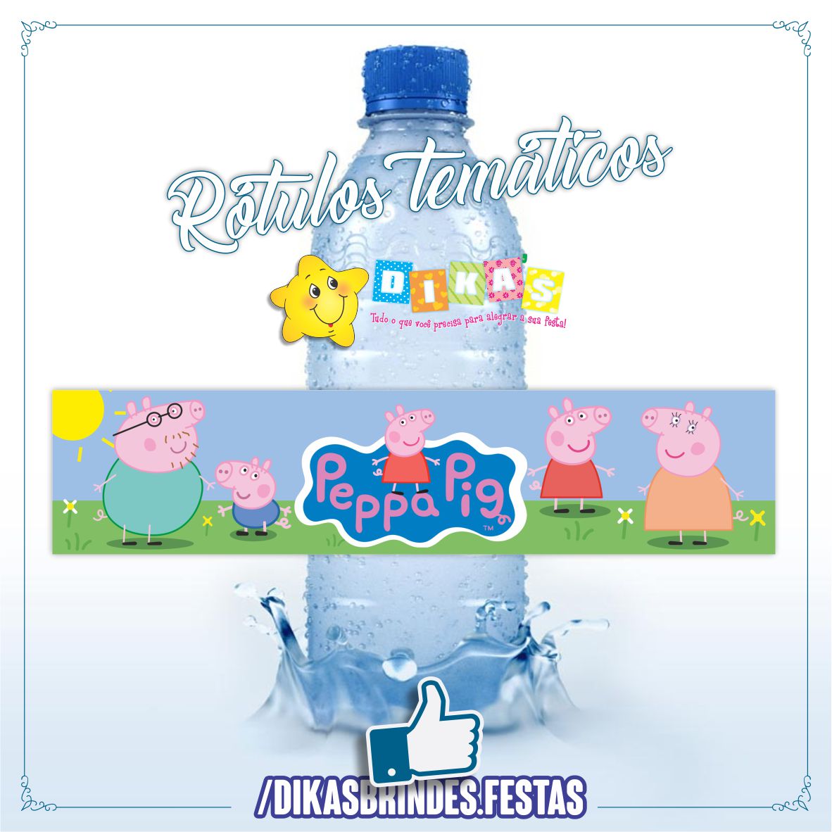 RÓTULO P/ GARRAFA DE ÁGUA - PORQUINHA PEPPA