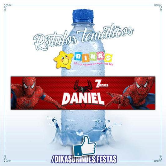 RÓTULO PERSONALIZADO P/ GARRAFA DE ÁGUA - HOMEM ARANHA