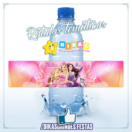 RÓTULO PERSONALIZADO P/ GARRAFA DE ÁGUA - BARBIE