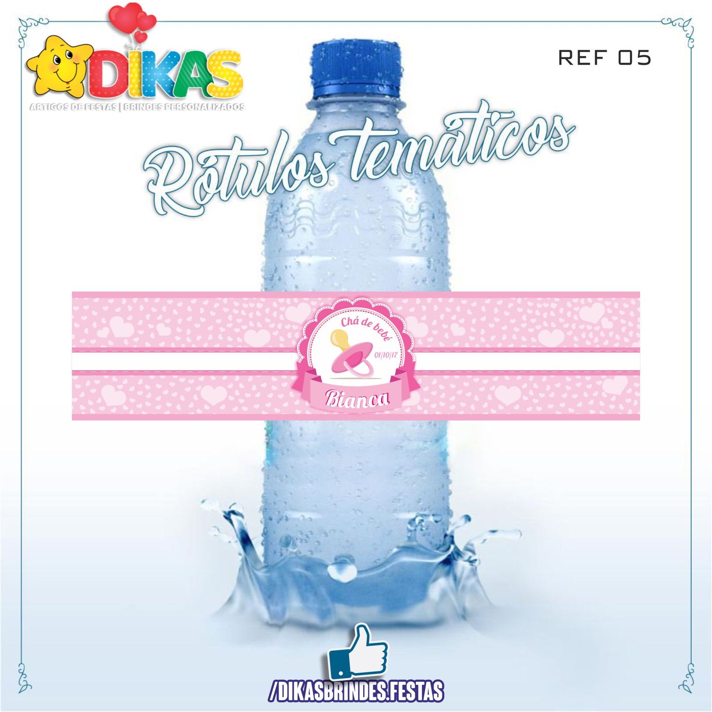 RÓTULO PERSONALIZADO P/ GARRAFA DE ÁGUA - BEBÉ