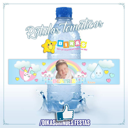 RÓTULO PERSONALIZADO P/ GARRAFA DE ÁGUA - CHUVA DE AMOR