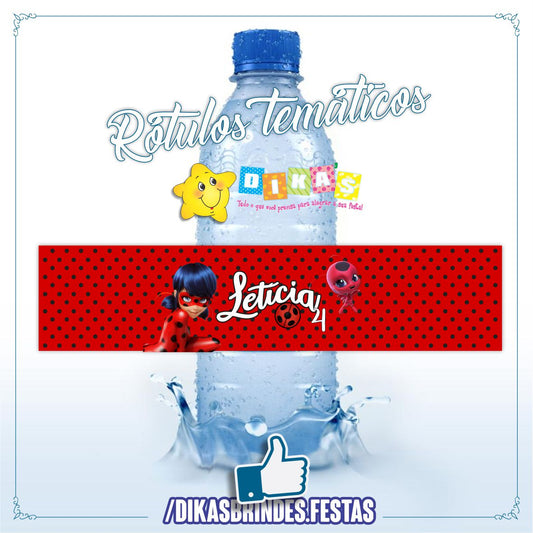 RÓTULO PERSONALIZADO P/ GARRAFA DE ÁGUA - LADYBUG