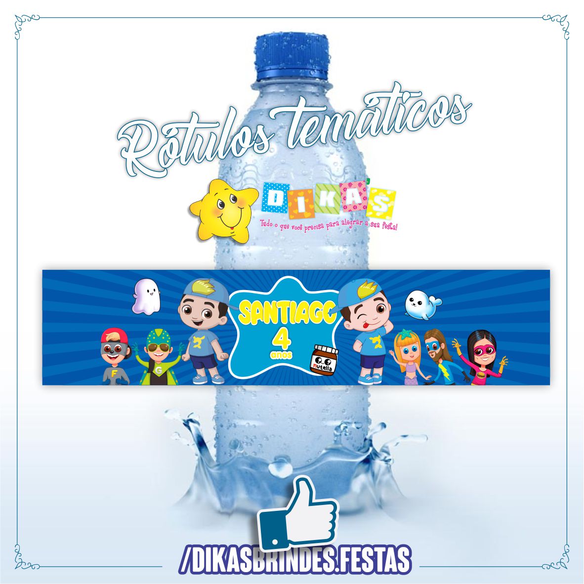 RÓTULO PERSONALIZADO P/ GARRAFA DE ÁGUA - LUCCAS NETO