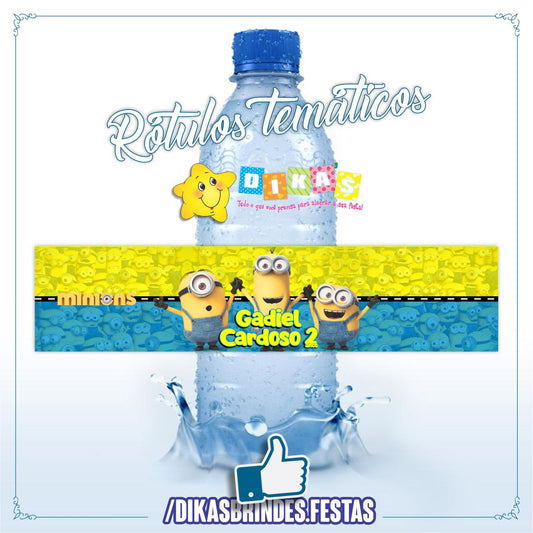 RÓTULO PERSONALIZADO P/ GARRAFA DE ÁGUA - MINIONS