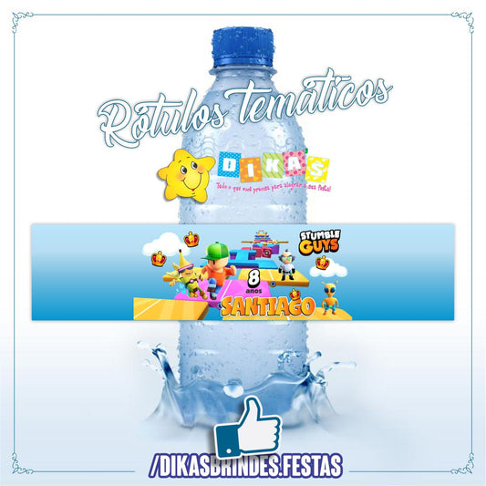 RÓTULO PERSONALIZADO P/ GARRAFA DE ÁGUA - STUMBLE GUYS
