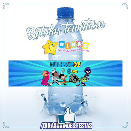 RÓTULO PERSONALIZADO P/ GARRAFA DE ÁGUA - TEEN TITANS GO