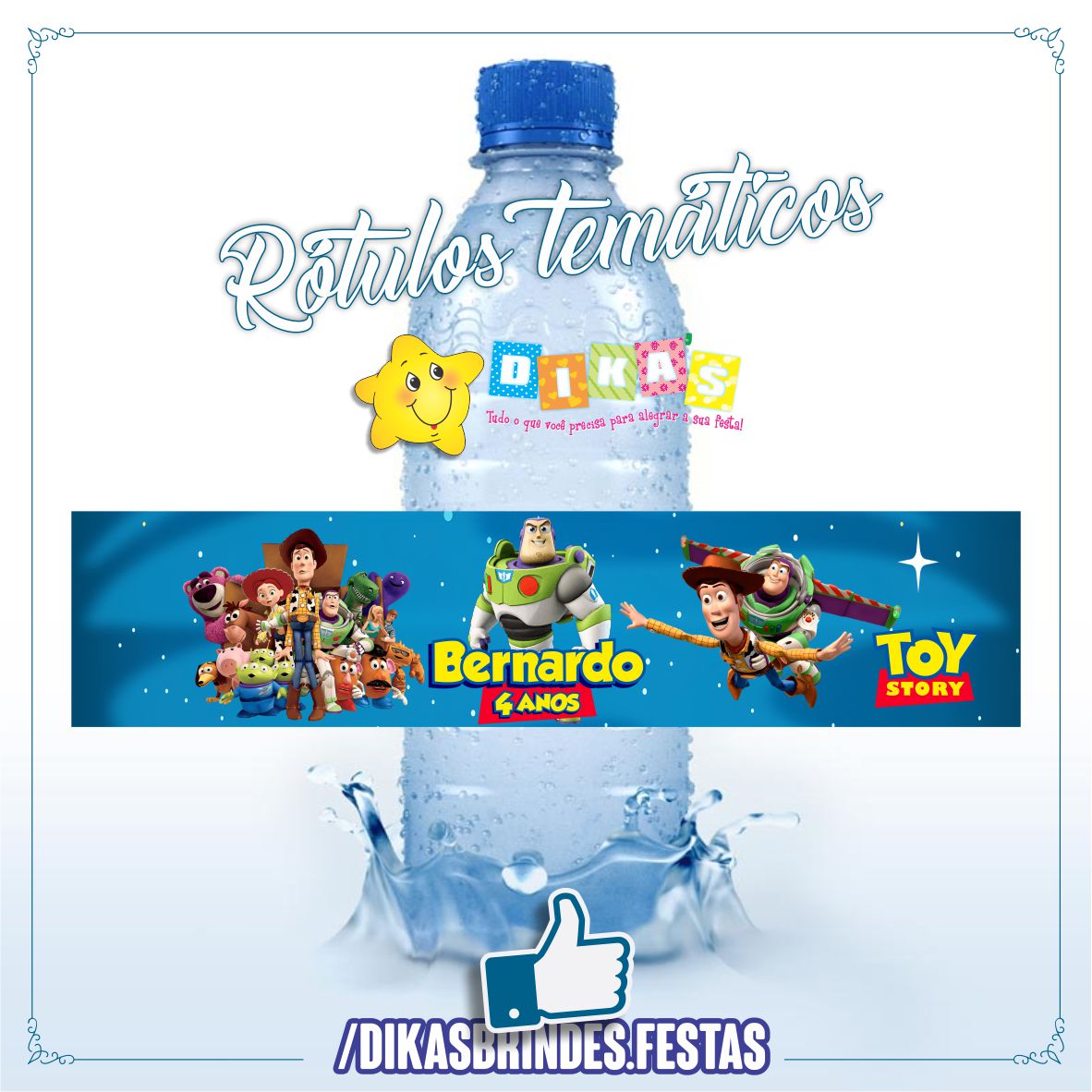 RÓTULO PERSONALIZADO P/ GARRAFA DE ÁGUA - TOY STORY