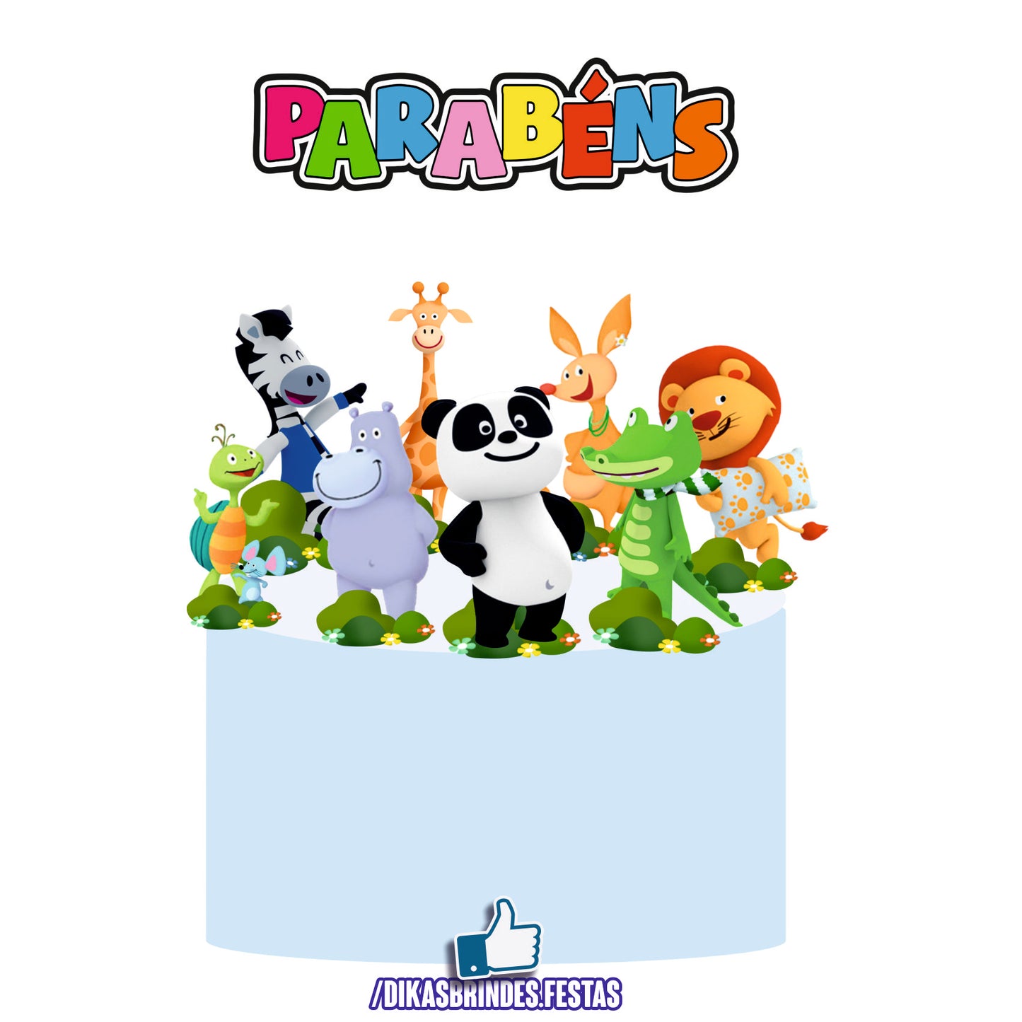 TOPO DE BOLO PANDA E OS ANIMAIS - REVENDA