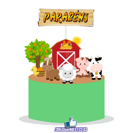 TOPO DE BOLO ANIMAIS DA QUINTA - REVENDA
