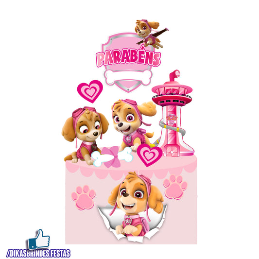 TOPO DE BOLO PATRULHA PATA - SKYE - REVENDA
