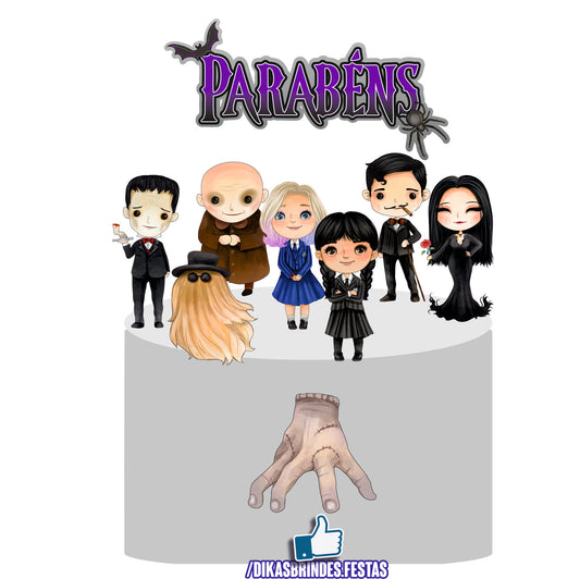 TOPO DE BOLO WEDNESDAY - REVENDA