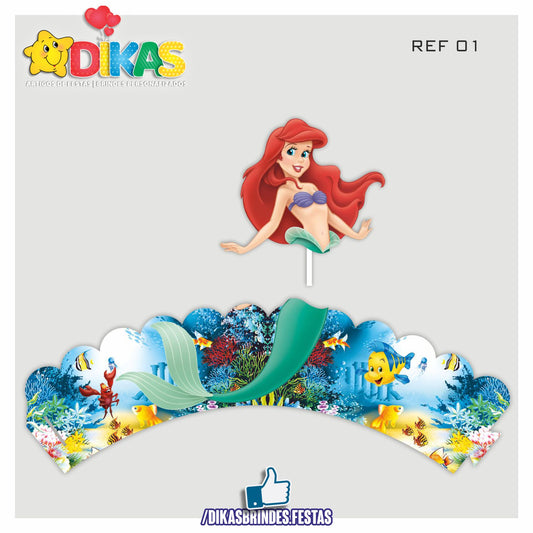 SAIA CUPCAKE + TOPPER - PEQUENA SEREIA