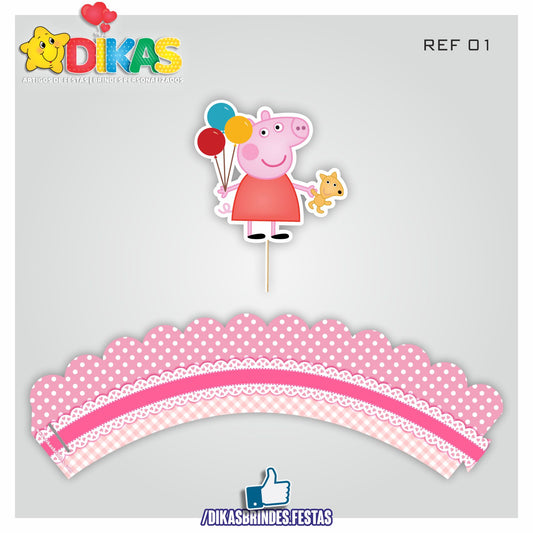 SAIA CUPCAKE + TOPPER - PORQUINHA PEPPA
