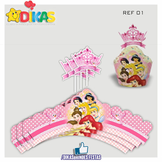 SAIA CUPCAKE + TOPPER - PRINCESAS DISNEY