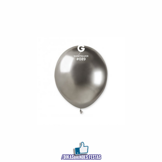 BALÃO LÁTEX CROMADO PRATA 5" - SACO COM 100