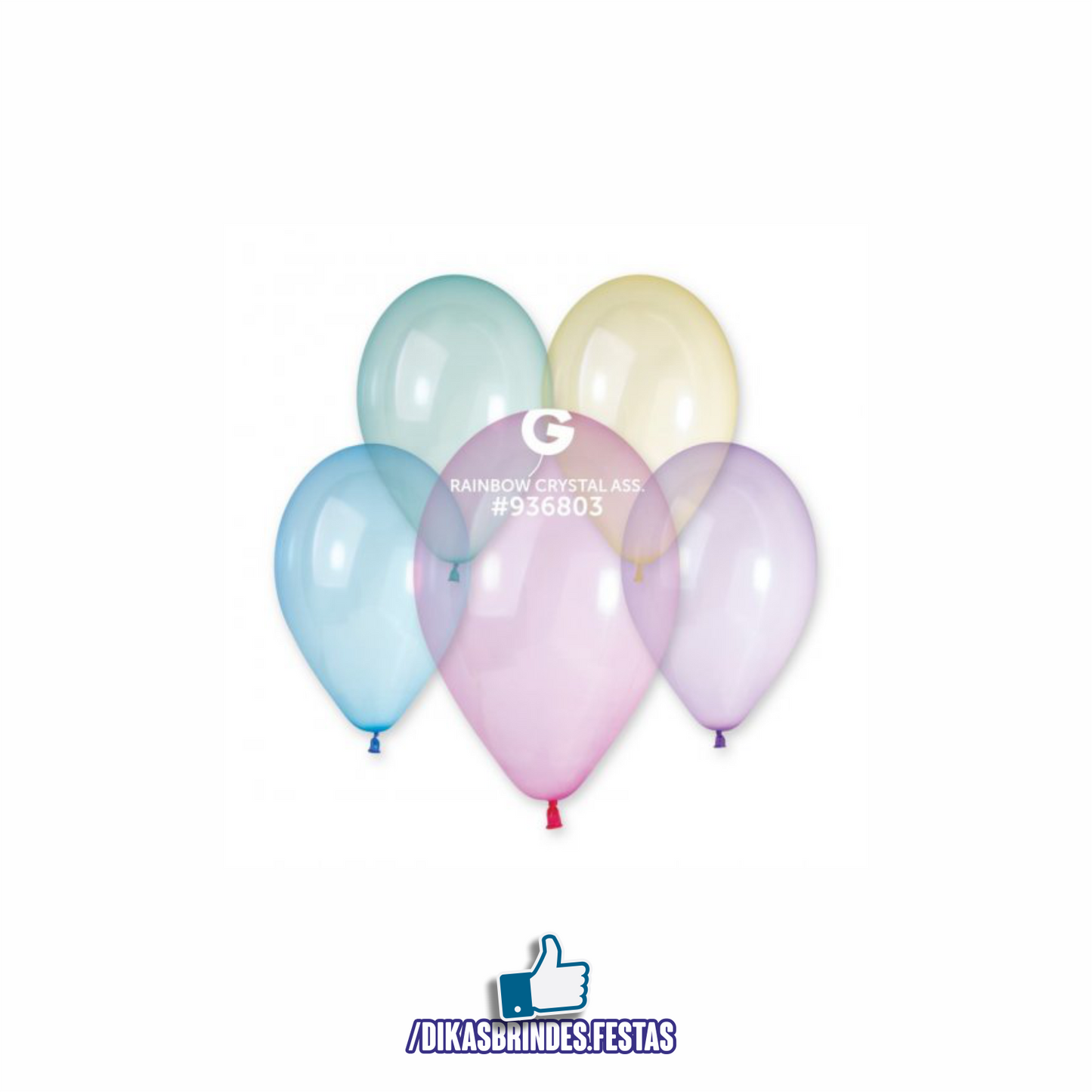 BALÃO LÁTEX CRYSTAL SORTIDO 13" - SACO COM 50