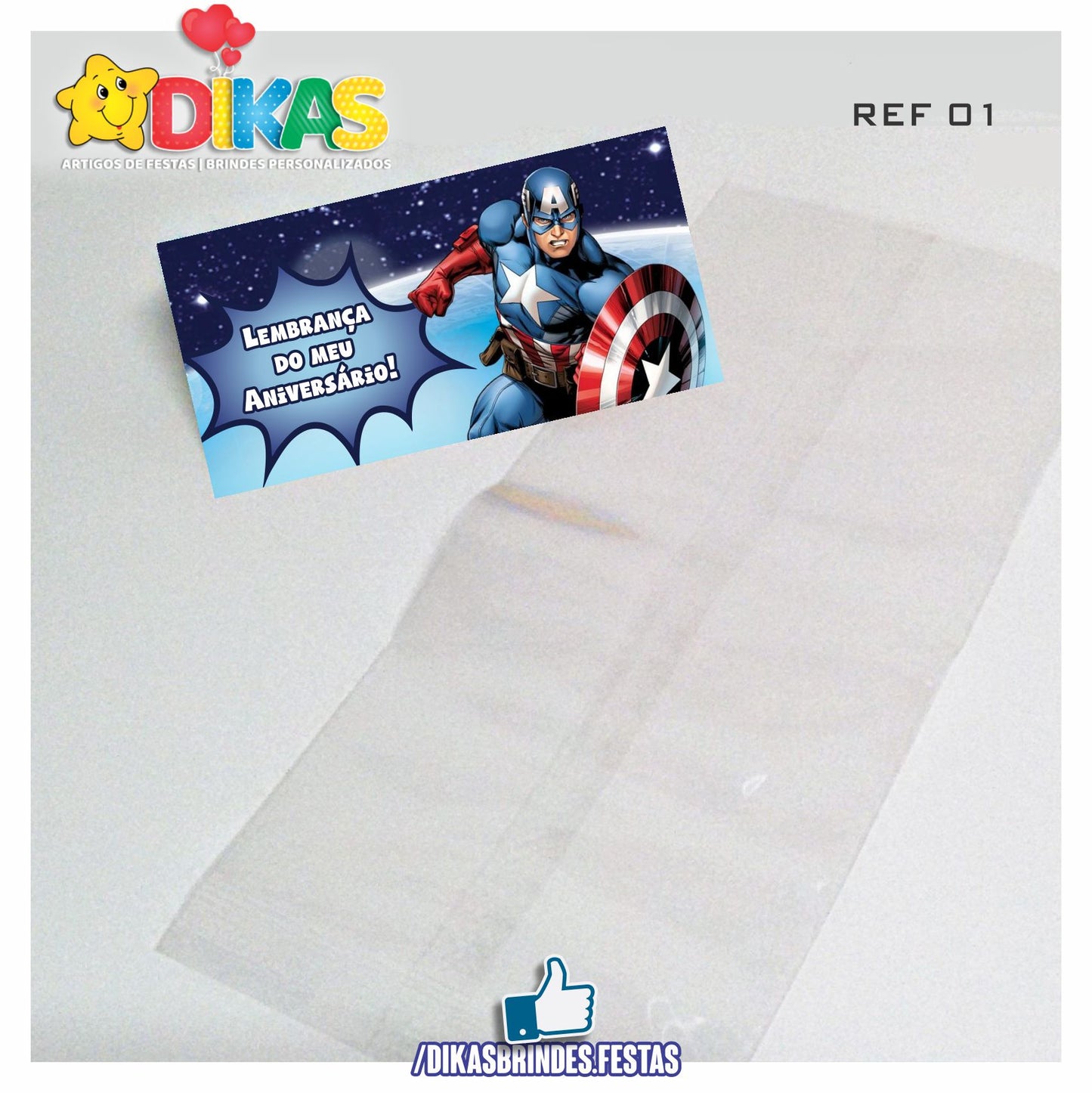 SACO PRENDA C/ TAG (6unid.) - CAPITÃO AMÉRICA