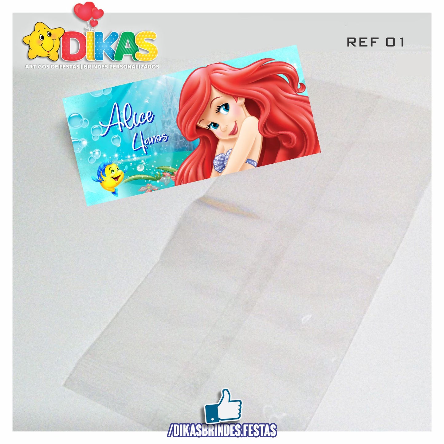 SACO PRENDA C/ TAG PERSONALIZADO - PEQUENA SEREIA