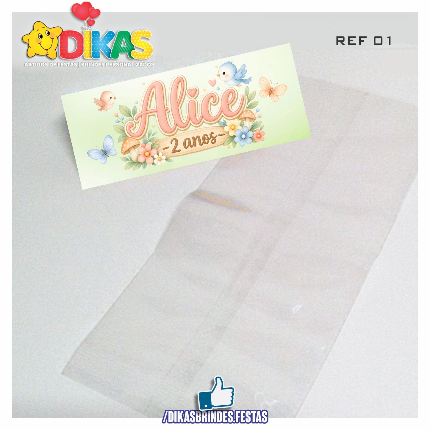 SACO PRENDA C/ TAG PERSONALIZADO - BORBOLETA / JARDIM ENCANTADO