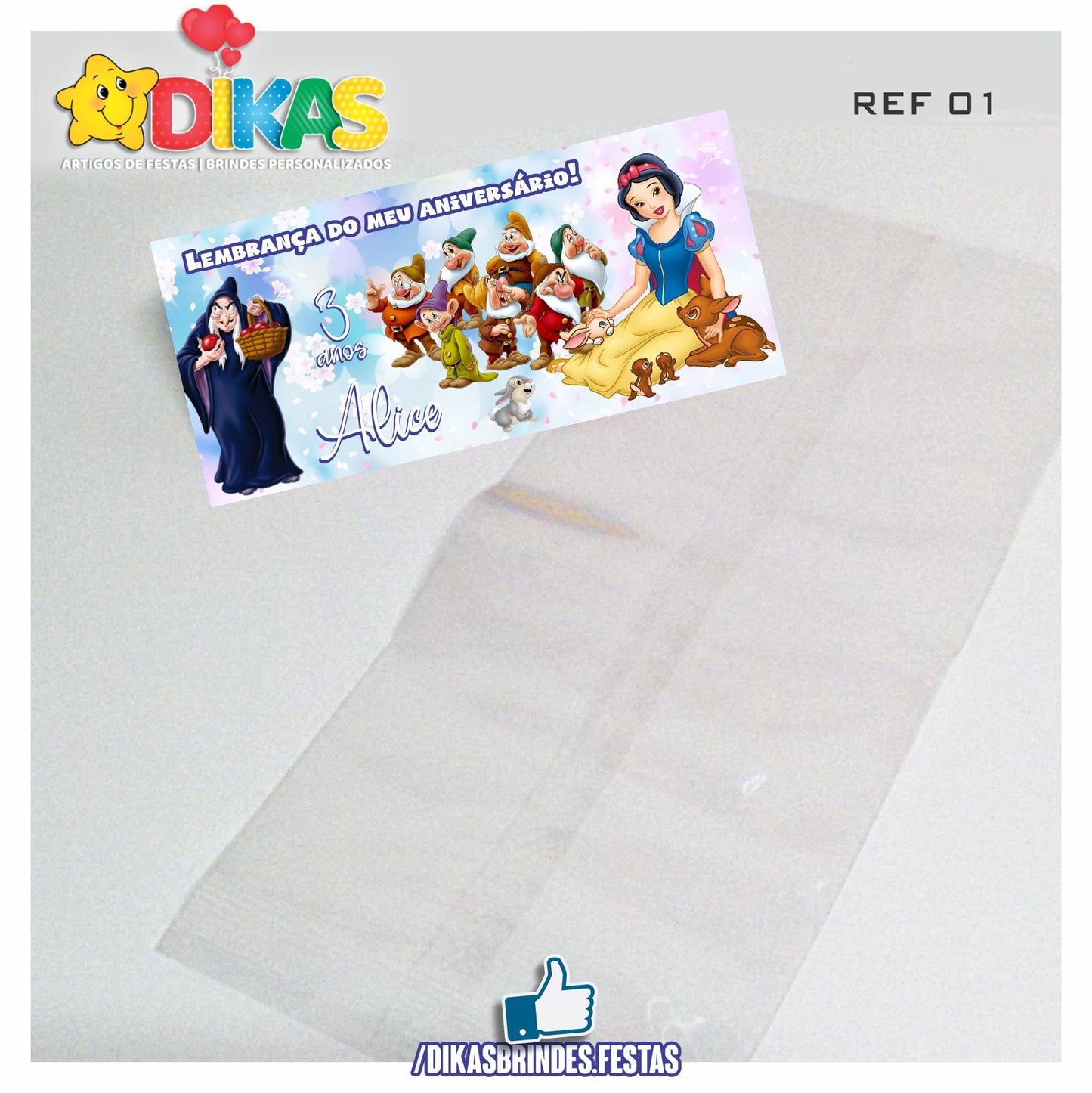 SACO PRENDA C/ TAG PERSONALIZADO - BRANCA DE NEVE