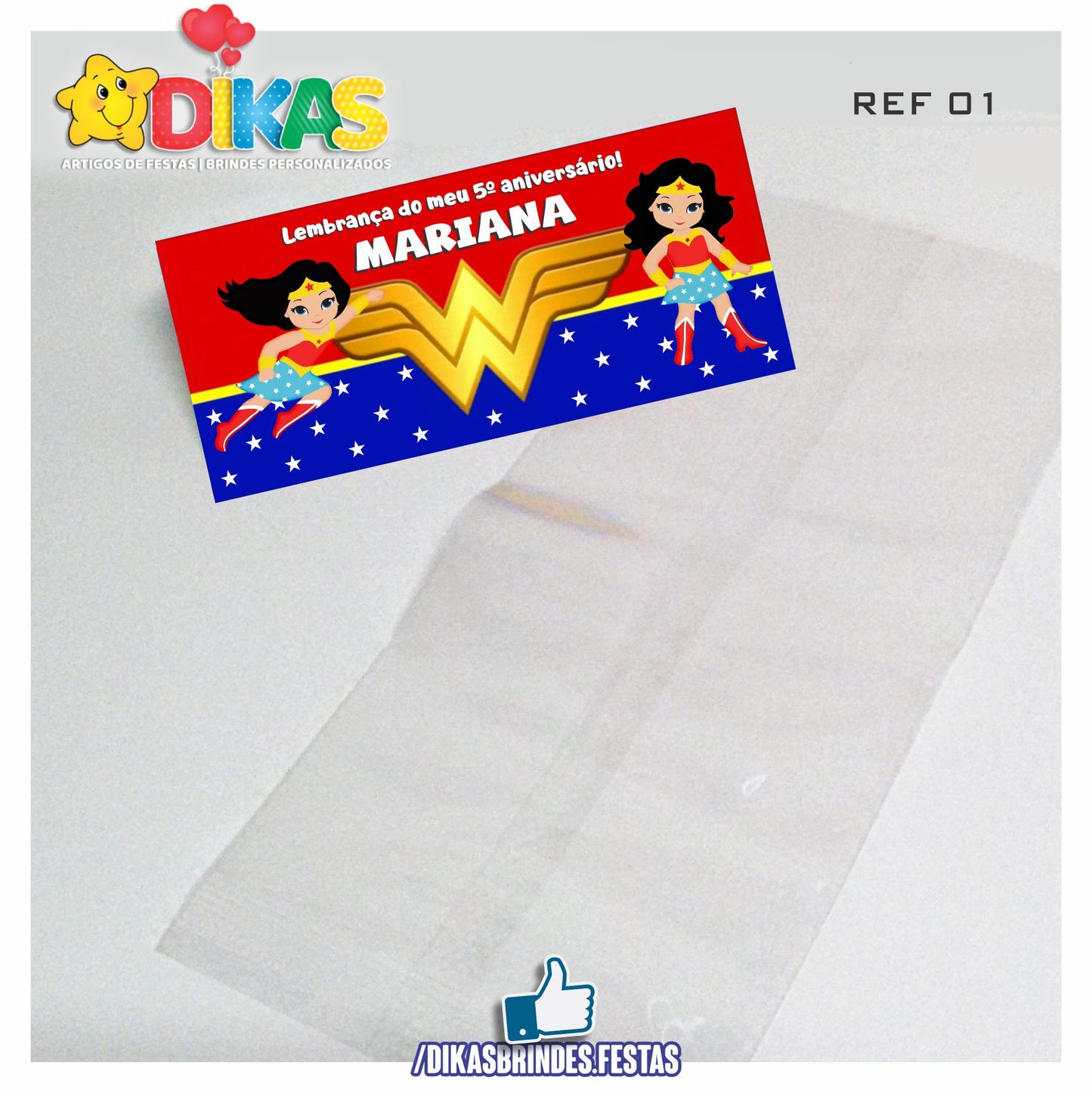 SACO PRENDA C/ TAG PERSONALIZADO - MULHER MARAVILHA