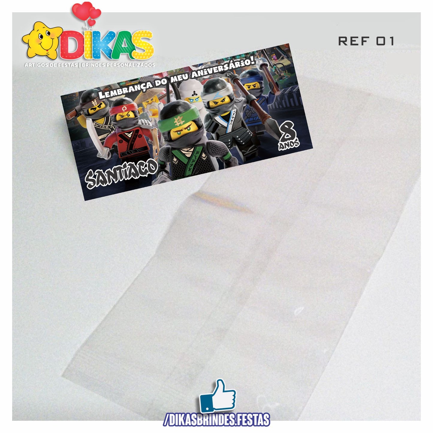 SACO PRENDA C/ TAG PERSONALIZADO - NINJAGO
