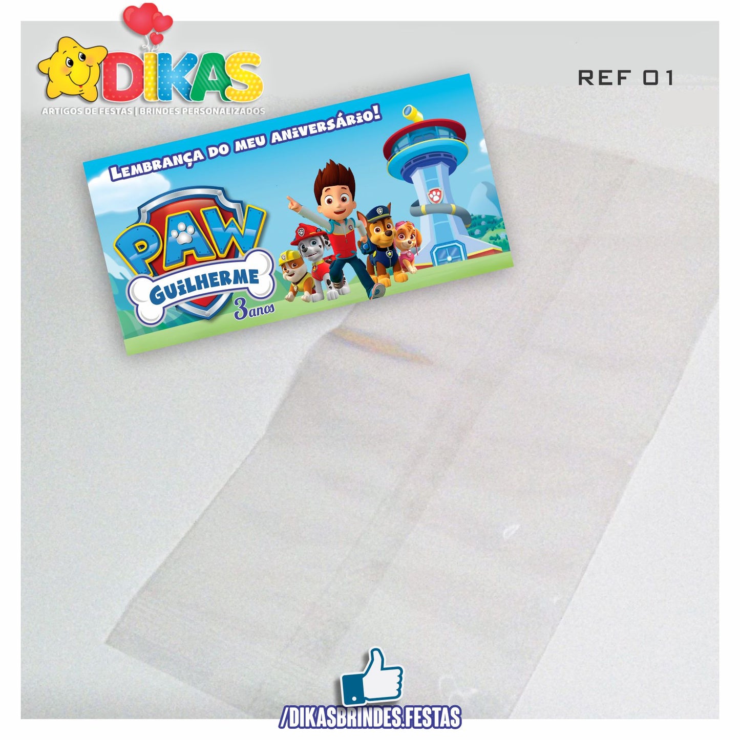 SACO PRENDA C/ TAG PERSONALIZADO - PATRULHA PATA