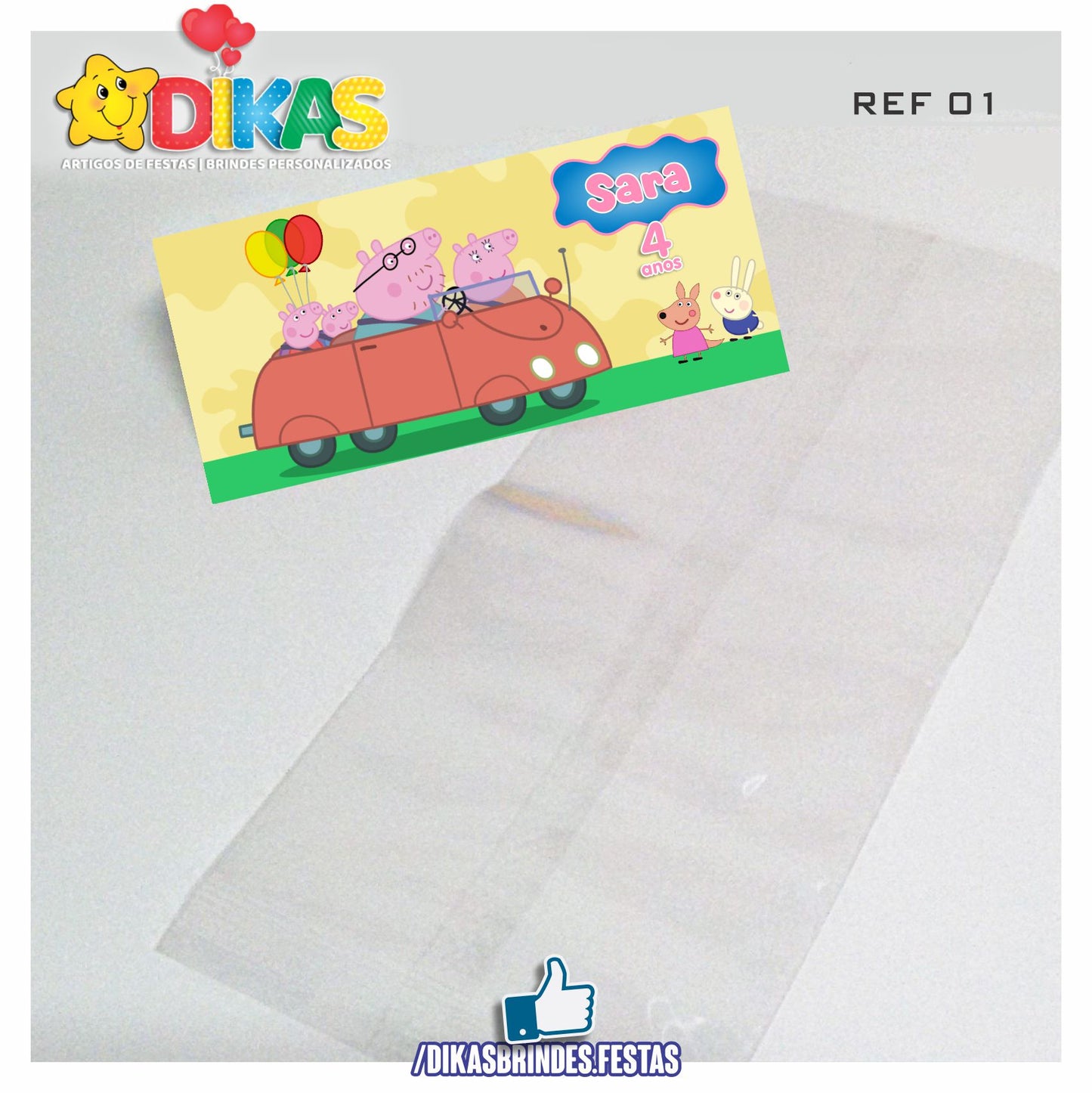 SACO PRENDA C/ TAG PERSONALIZADO - PORQUINHA PEPPA