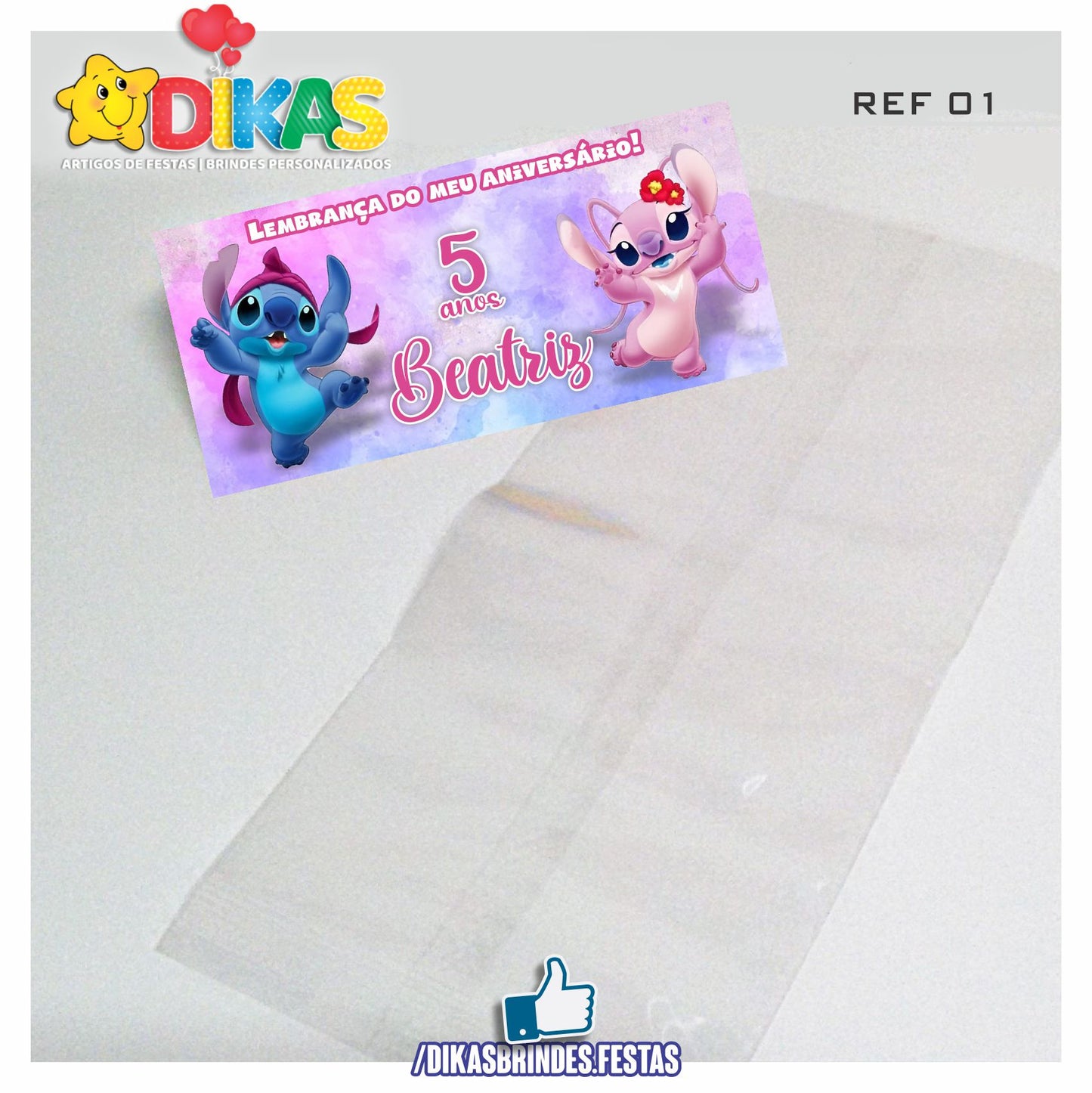 SACO PRENDA C/ TAG PERSONALIZADO - STITCH