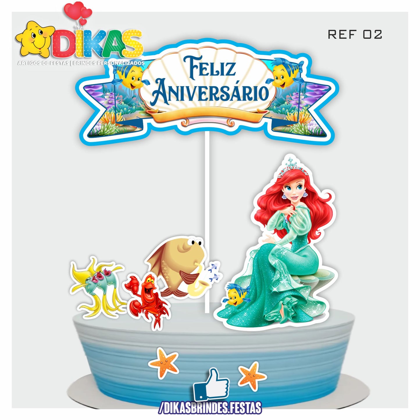 TOPO DE BOLO - PEQUENA SEREIA