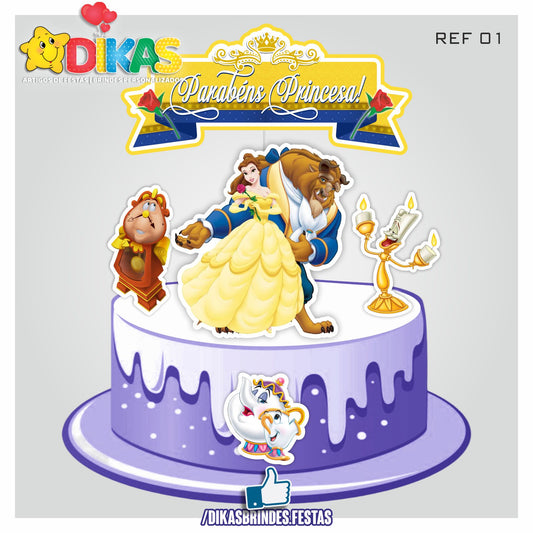 TOPO DE BOLO - A BELA E A FERA