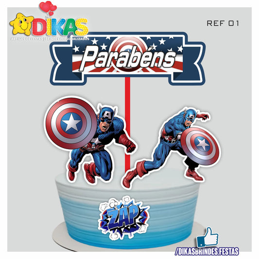 TOPO DE BOLO - CAPITÃO AMÉRICA