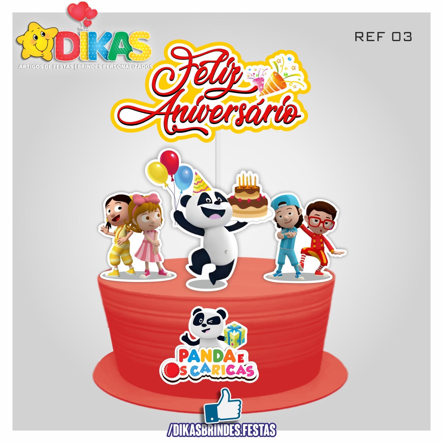 TOPO DE BOLO - PANDA E OS CARICAS