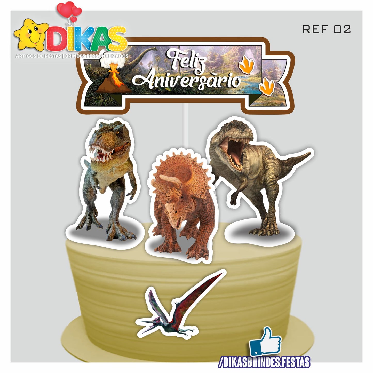 TOPO DE BOLO - DINOSSAUROS