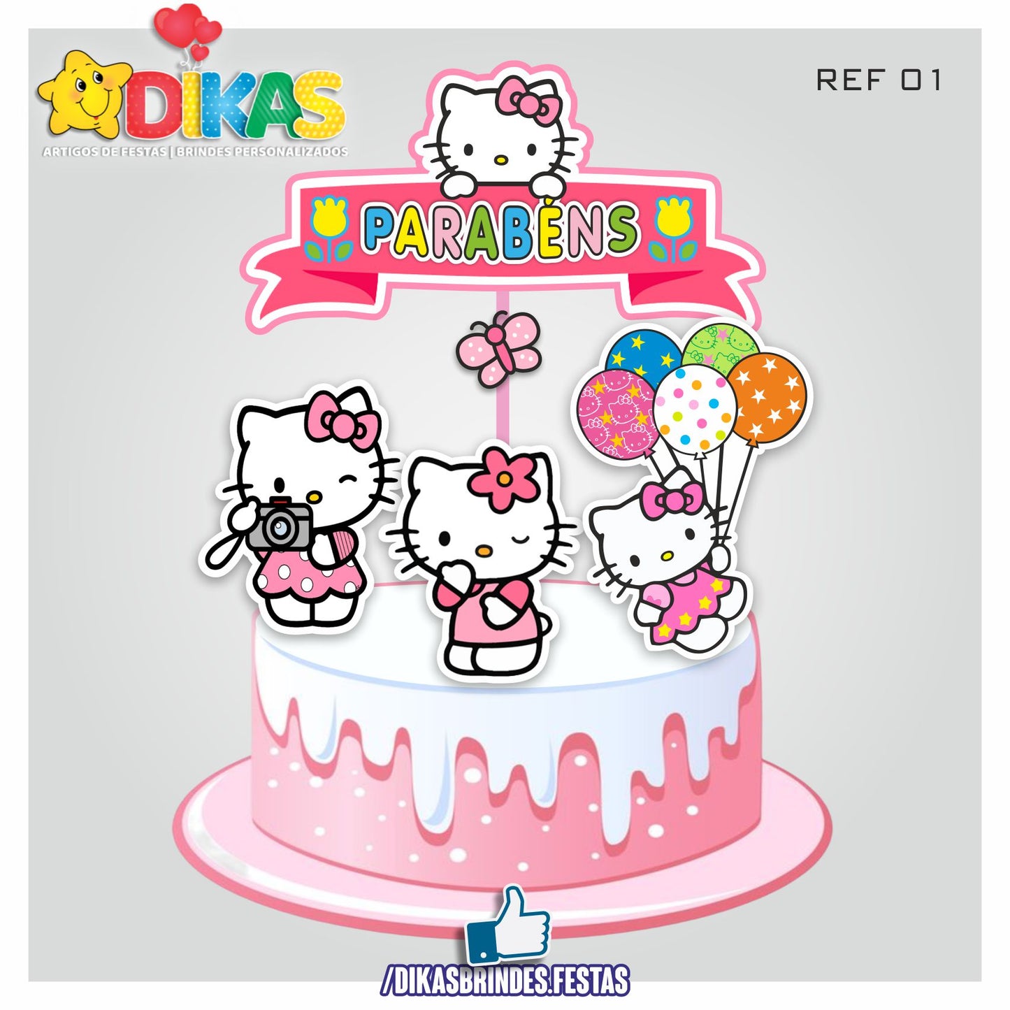TOPO DE BOLO - HELLO KITTY