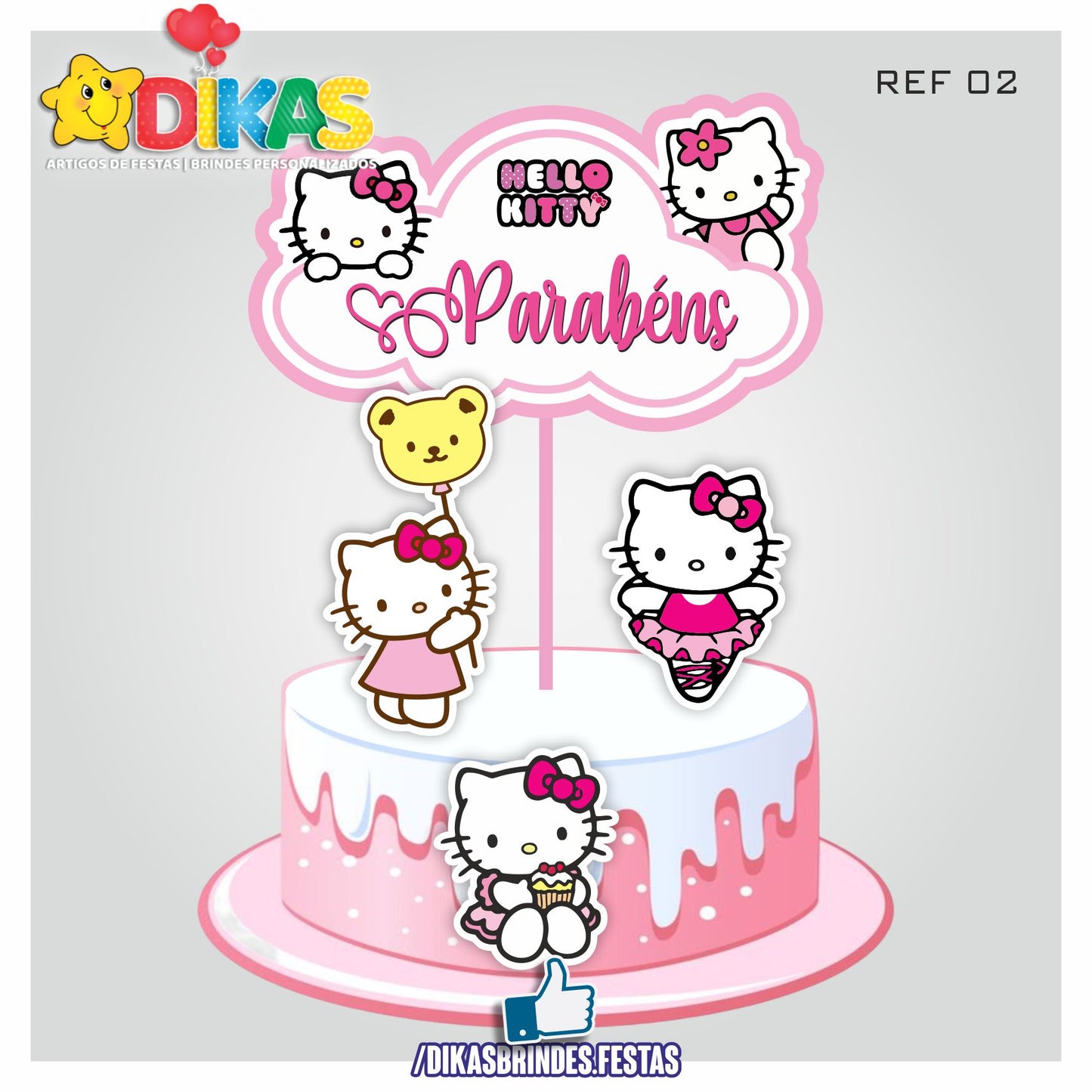 TOPO DE BOLO - HELLO KITTY