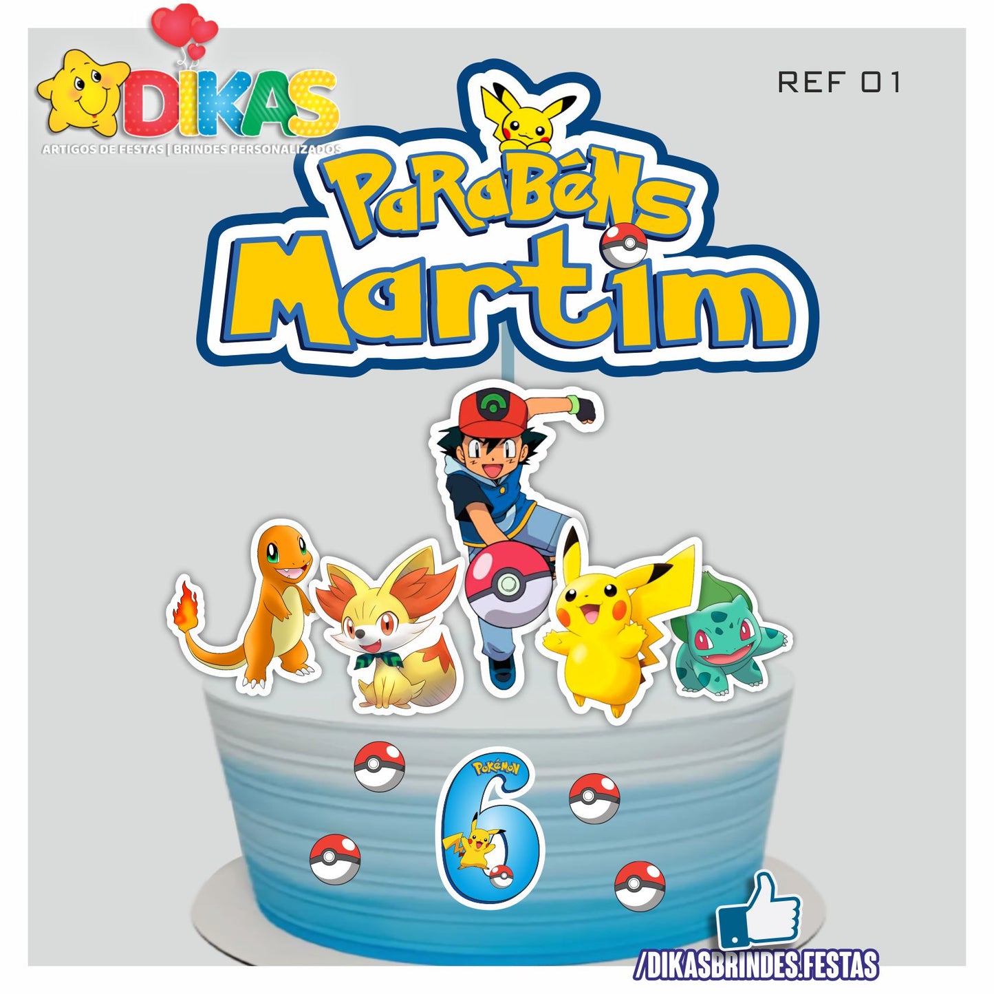 TOPO DE BOLO PERSONALIZADO - POKÉMON