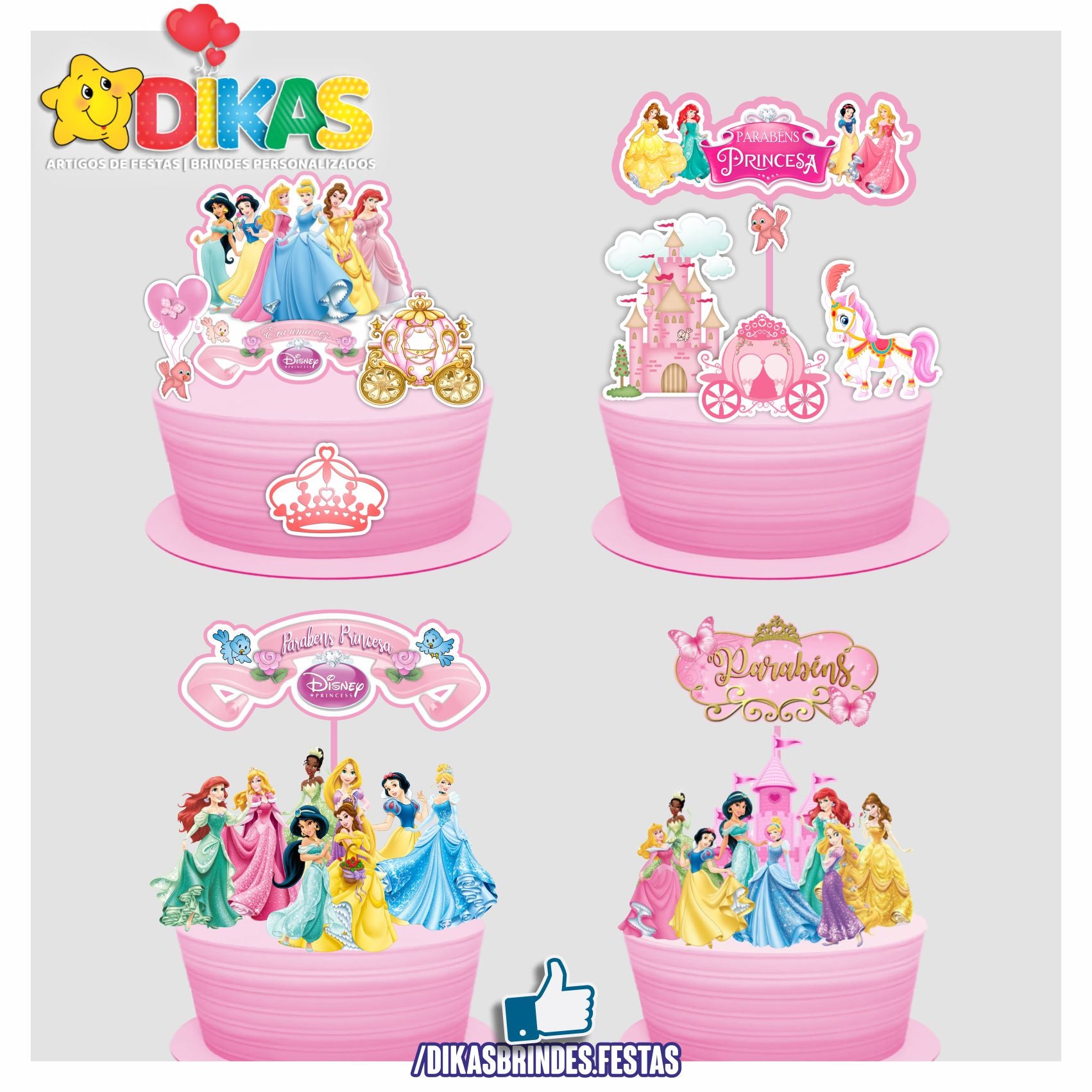 TOPO DE BOLO - PRINCESAS DISNEY – dikasbrindes