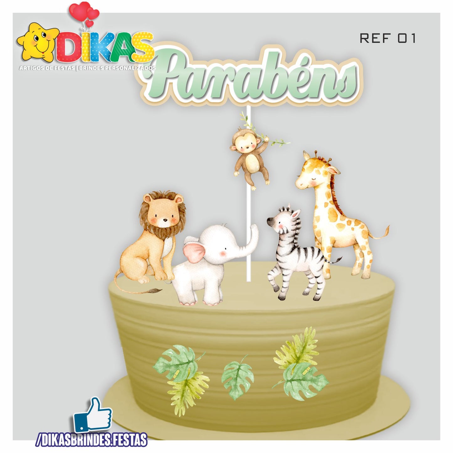 TOPO DE BOLO - ANIMAIS DA SELVA