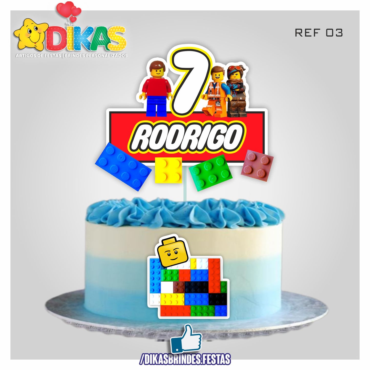 TOPO DE BOLO PERSONALIZADO - LEGO