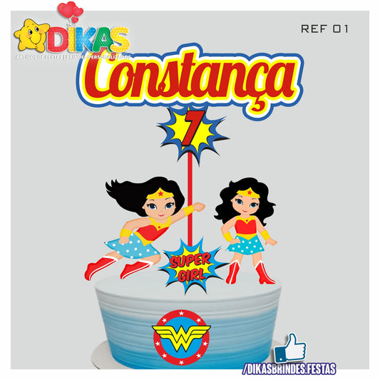 TOPO DE BOLO PERSONALIZADO - MULHER MARAVILHA