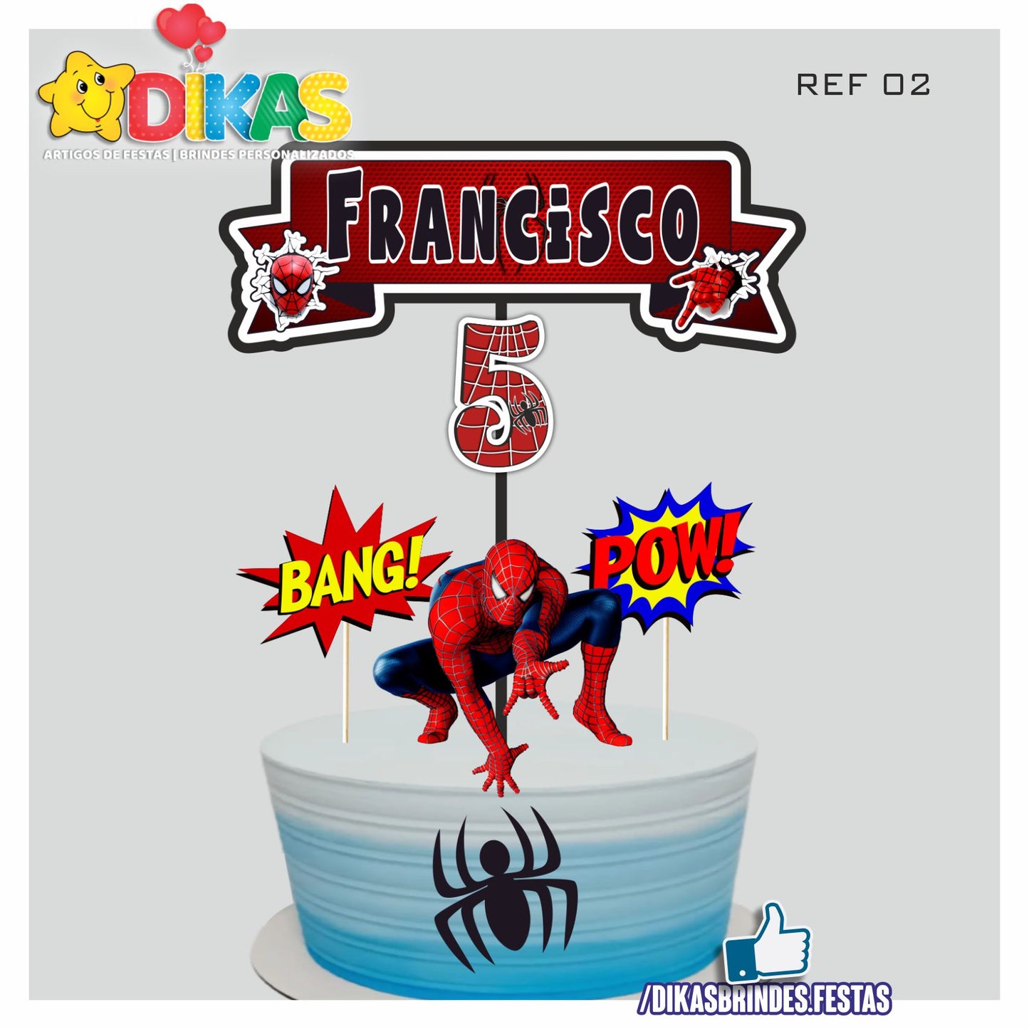 TOPO DE BOLO PERSONALIZADO - HOMEM ARANHA