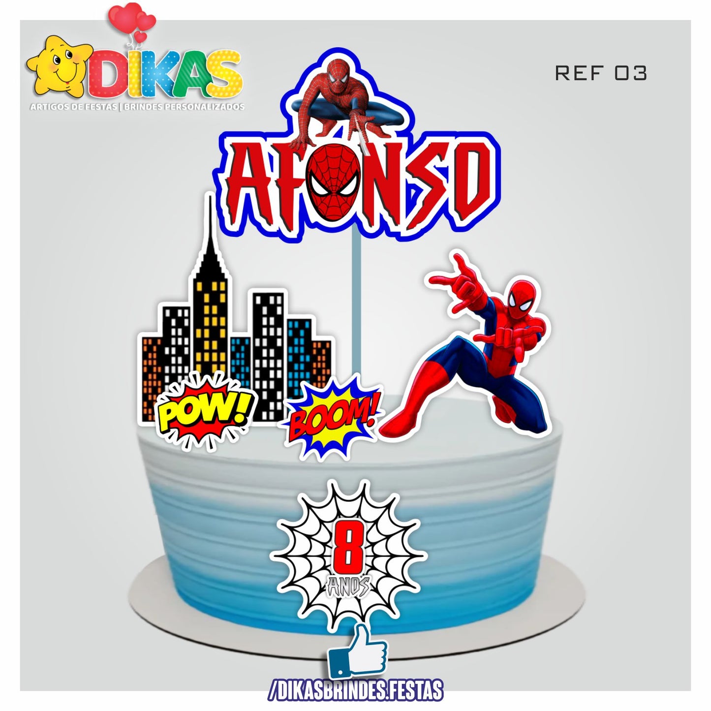 TOPO DE BOLO PERSONALIZADO - HOMEM ARANHA