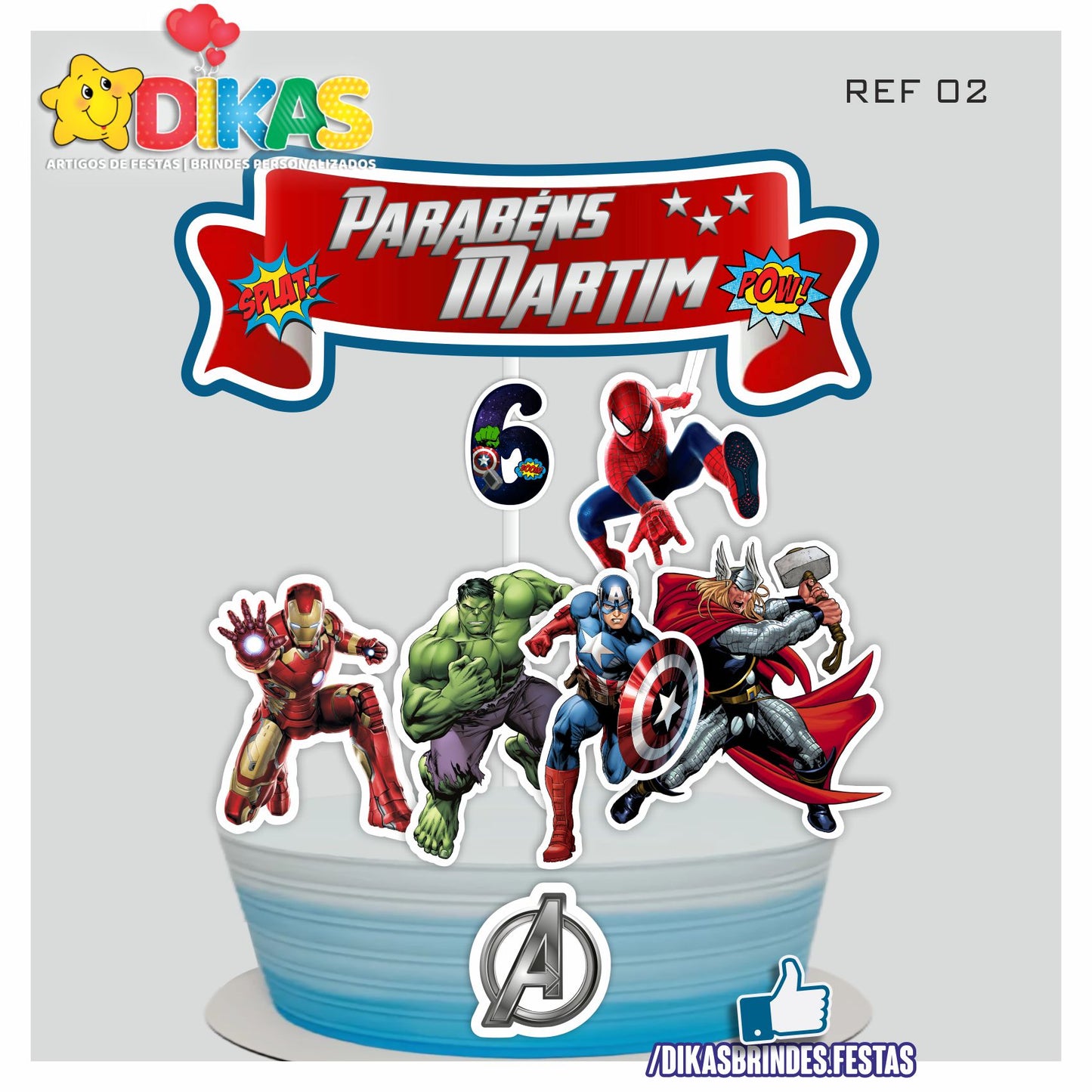 TOPO DE BOLO PERSONALIZADO - AVENGERS