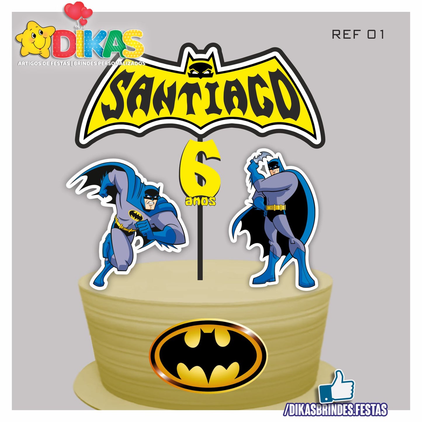 TOPO DE BOLO PERSONALIZADO - BATMAN