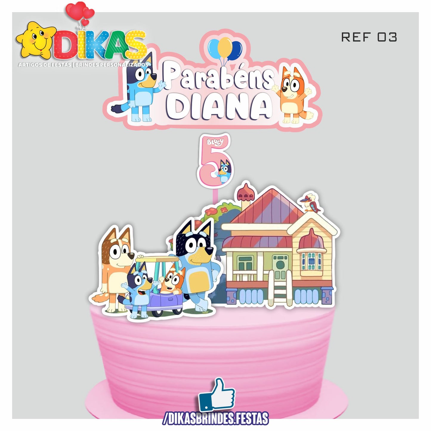 TOPO DE BOLO PERSONALIZADO - BLUEY