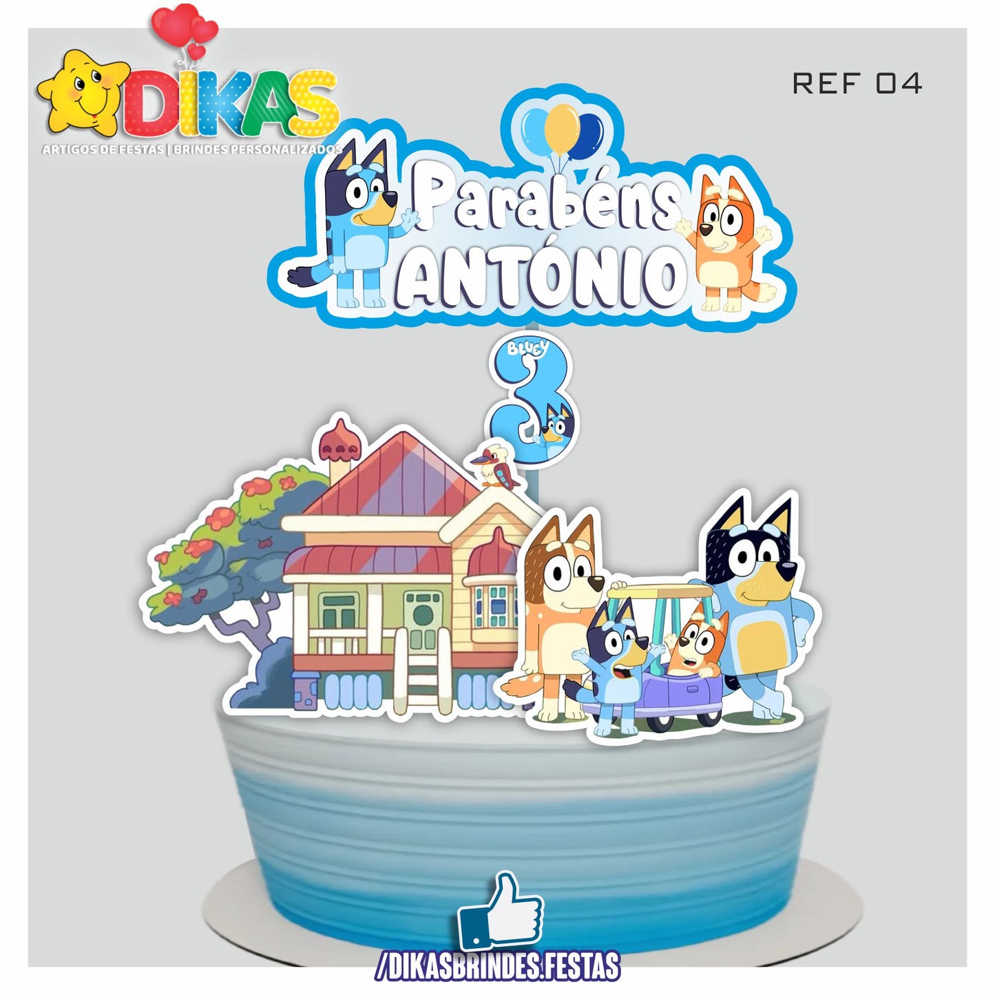 TOPO DE BOLO PERSONALIZADO - BLUEY