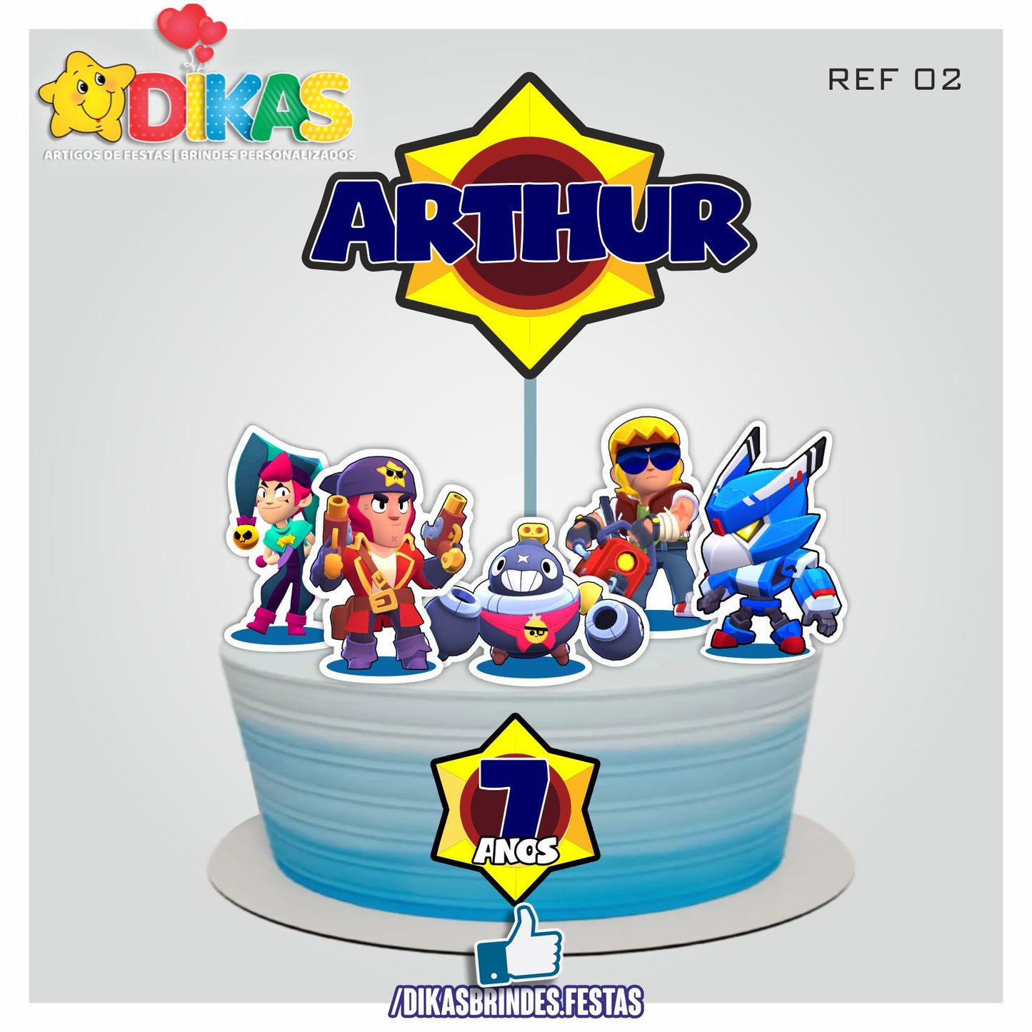 TOPO DE BOLO PERSONALIZADO - BRAWL STARS