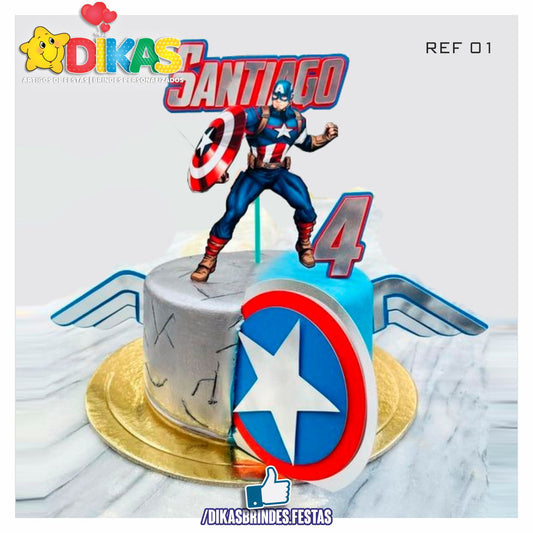 TOPO DE BOLO PERSONALIZADO - CAPITÃO AMÉRICA