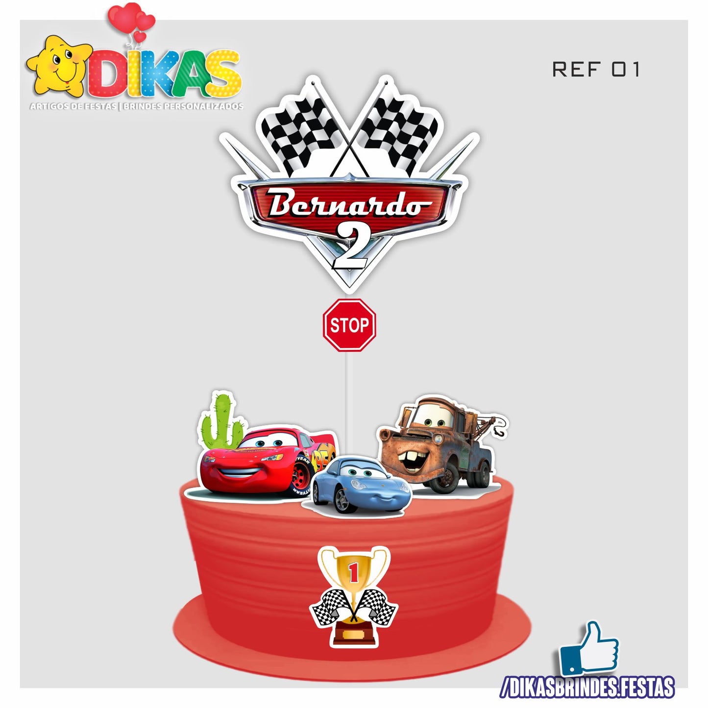 TOPO DE BOLO PERSONALIZADO - CARS